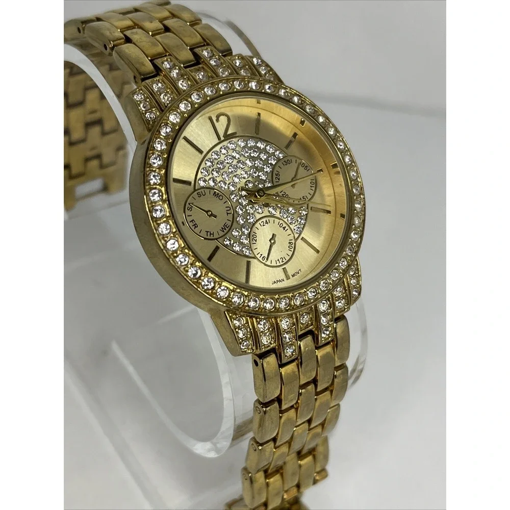 Avon Women's Watch Swarovski‎ Crystal Pave Dial Gold 6.75